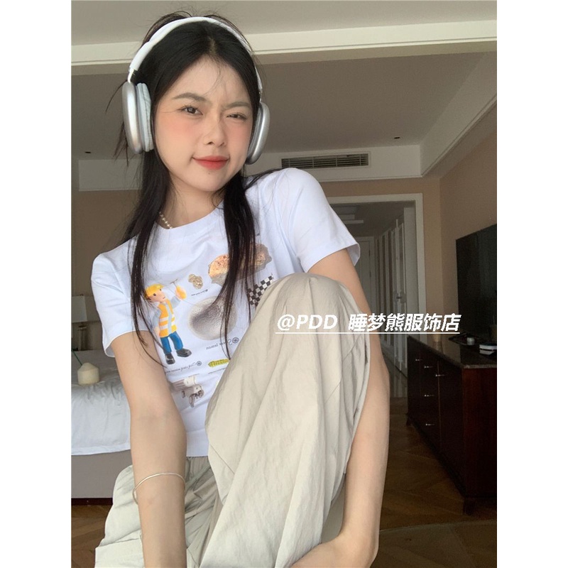 COZOK Áo Thun Croptop Ngắn Tay In Họa Tiết Kiểu Vintage Cá Tính