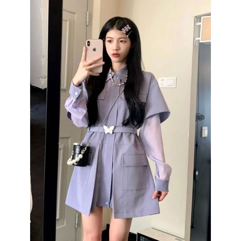 Matsumoto Funeral Váy Yếm Kèm Áo Khoác Váy Thiết Kế Nhỏ Nhắn Phong Cách Mới