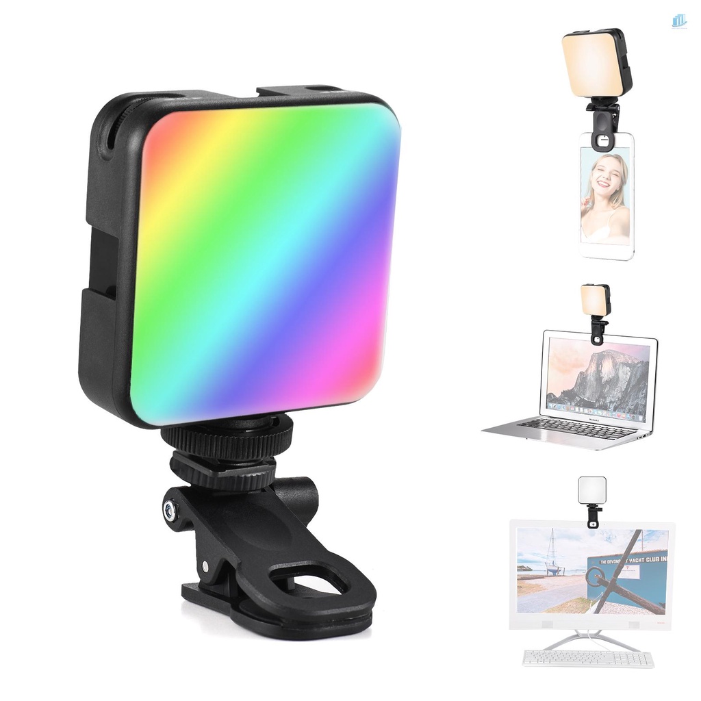 Đèn Kẹp Mini Andoer W64RGB 2500K-9000K 20 Hiệu Ứng Ánh Sáng Dành Cho Điện Thoại / Máy Tính Bảng