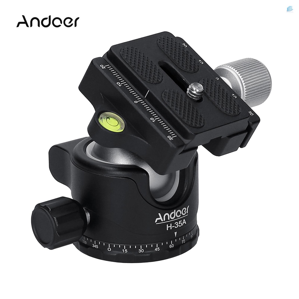 Đầu Chuyển Đổi Chân Máy Ảnh Tripod Đầu Bi Tròn Bằng Hợp Kim Nhôm Chịu Lực Thấp Tối Đa 15kg / 33lbs Andoer H-35A
