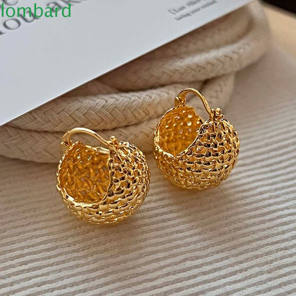 Khuyên Tai Hình Tròn Đan Lát Phong Cách Pháp Tinh Tế Cho Nữ