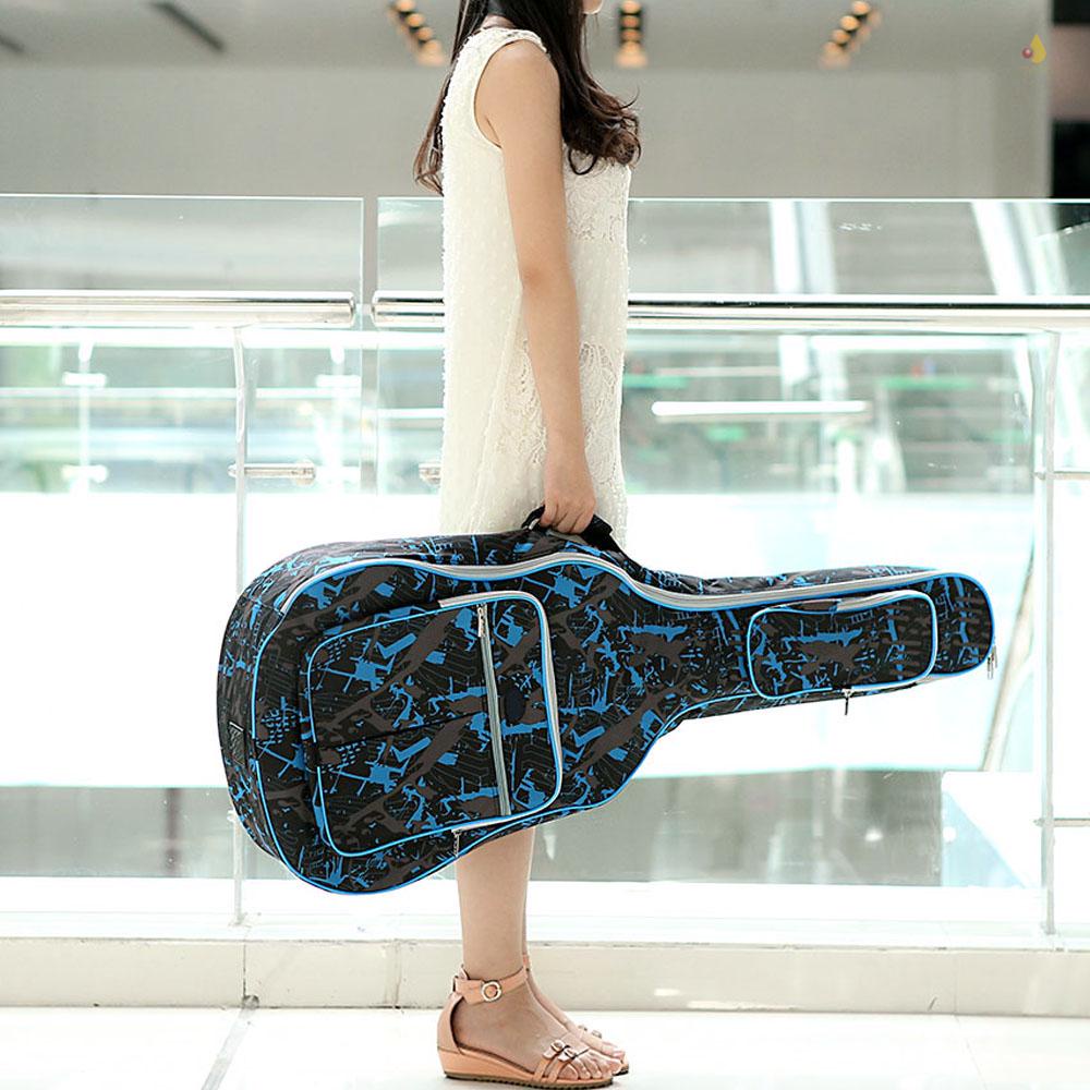 Mynice Túi Đựng Đàn Guitar 41Inch 600D Bằng Vải Oxford Không Thấm Nước Thêu Họa Tiết Màu Xanh Rằn Ri