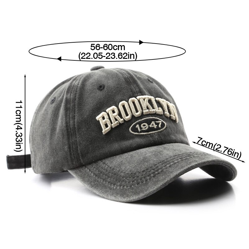 Mũ Lưỡi Trai Cotton Thêu Chữ Phong Cách Vintage