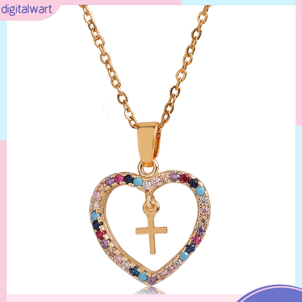 Vòng cổ Mặt Hình Trái Tim / Thánh Giá Đính Đá Nhiều Màu Sắc Thời Trang Cho Nữ