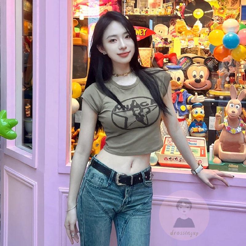 Áo Thun Sát Nách Cổ Tròn In Họa Tiết Phong Cách Đường Phố Cho Nữ