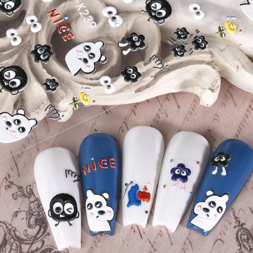 Miếng Dán Trang Trí Móng Tay Họa Tiết Hoạt Hình 5D Độc Đáo