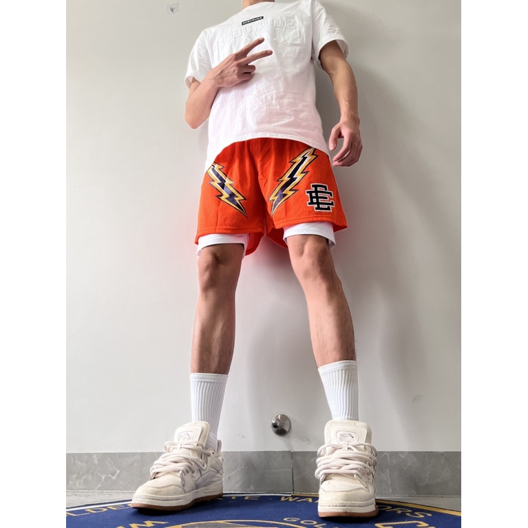 Eric Emanuel Quần Short Thể Thao Dáng Rộng Dài Đến Đầu Gối Nhanh Khô Phong Cách Đường Phố Mỹ Mới