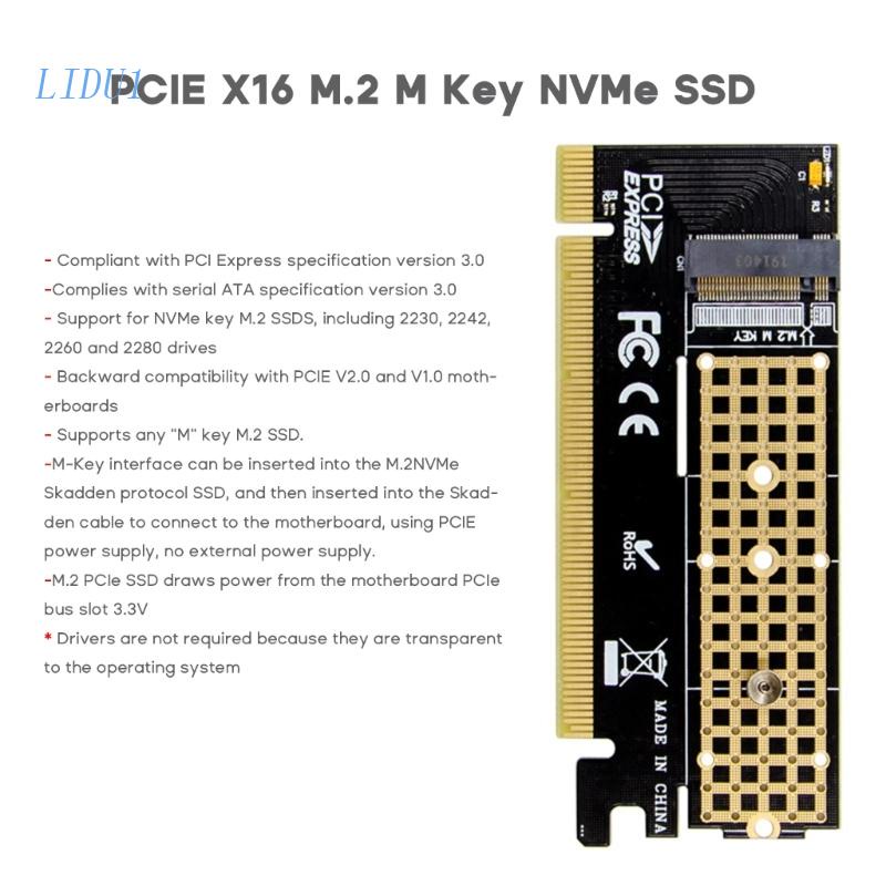 Thẻ Mở Rộng Chuyển Đổi LIDU1 M2 PCIE 3.0 SSD (M-Key) 2280 / 60 / 42 / 30 SSD PCI-Express X16 Sang M2