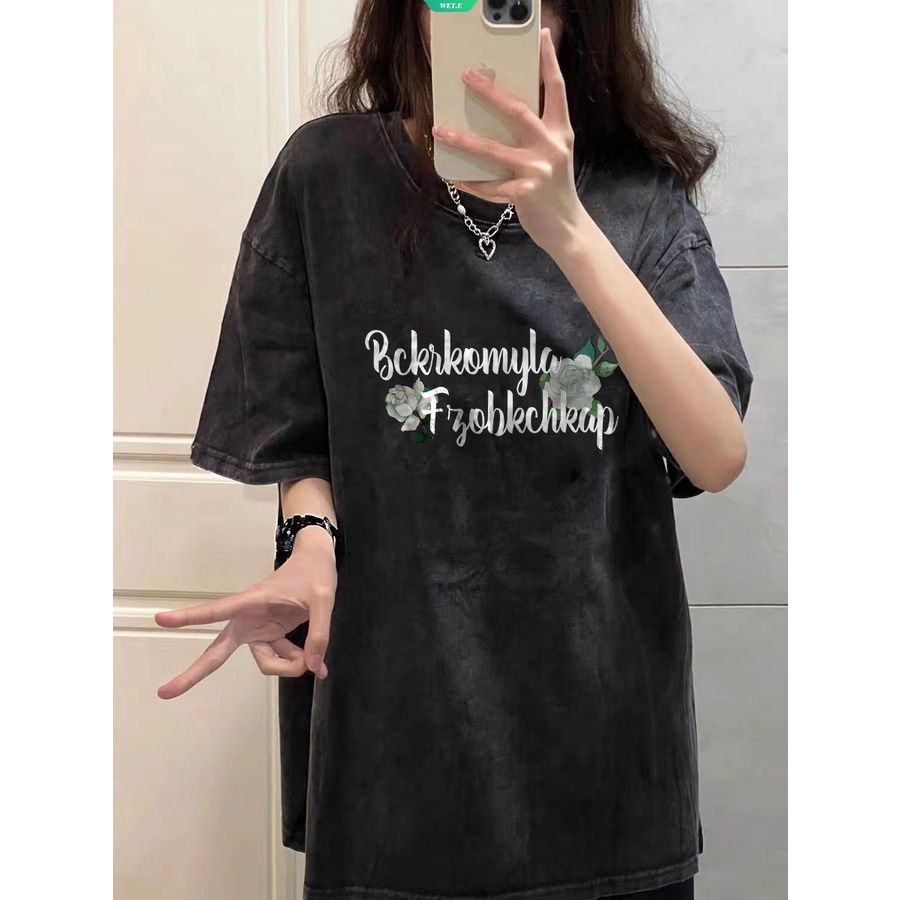 Áo Thun Tay Ngắn Dáng Rộng In Họa Tiết Đơn Giản Phong Cách Harajuku Mỹ Thời Trang Mùa Hè 2023 Cho Nữ