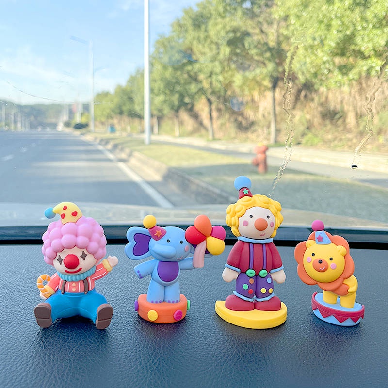 Cute Circus Clown Car Decoration Car Interior Accessories Car Center Console Decoration Supplies Collection High-End skQT
