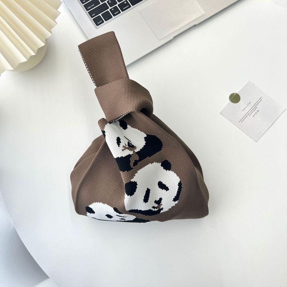 MIH Túi Xách Đan Len Hình Gấu Trúc Dễ Thương