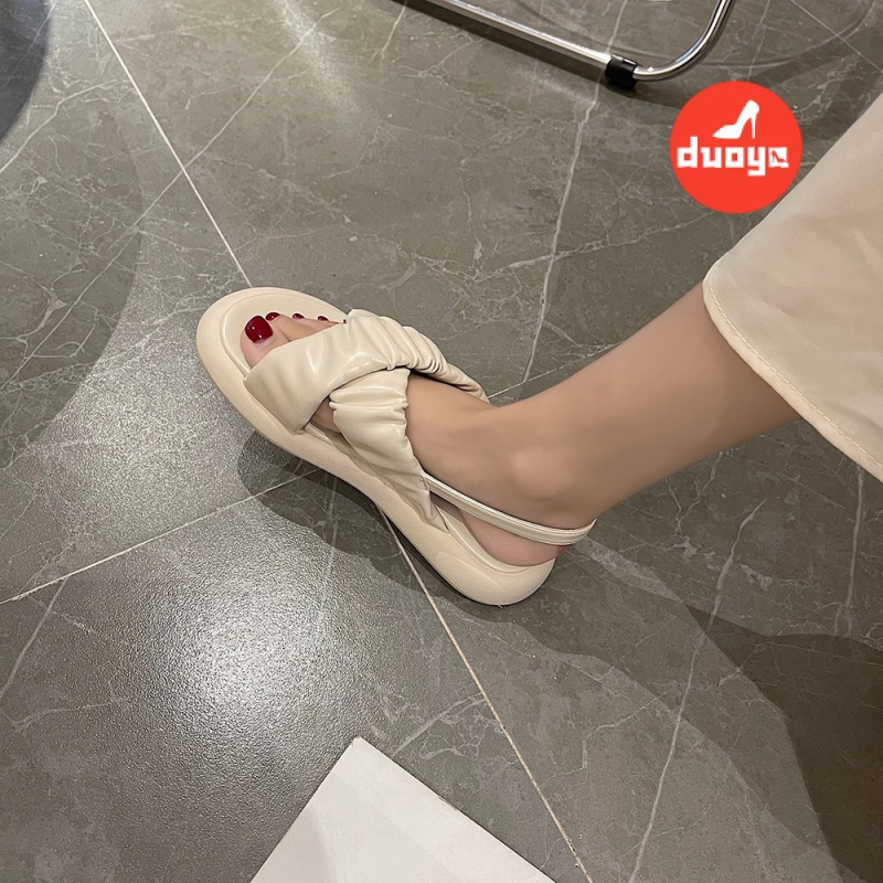 Giày Sandal Mùa Hè Hai Quai Đế Phẳng Phong Cách Hàn Quốc Cho Nữ Giới 2021