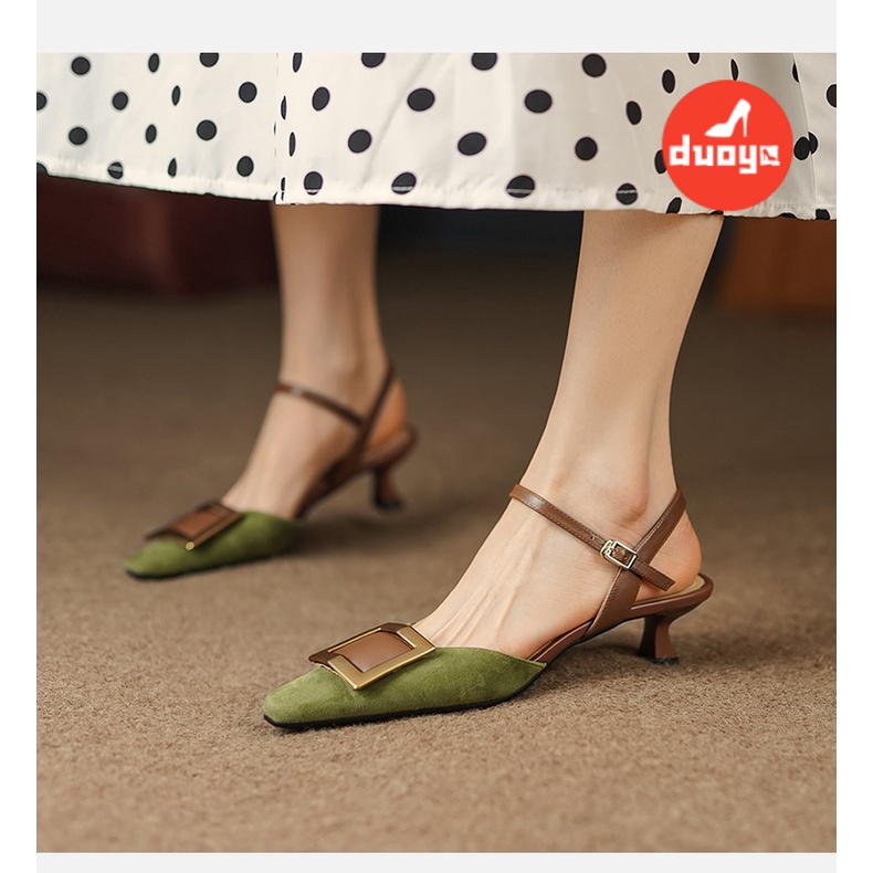 Duoya Tóc Thẳng ~ [Hàng Có Sẵn] Giày Cao Gót Bít Mũi Bằng Da Mềm Phù Hợp Với Màu Sắc Phù Hợp Với Phụ Nữ Cao Gót Thoải Mái Vận Chuyển Miễn Phí