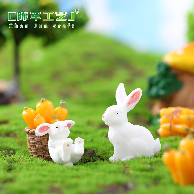 Mô Hình Tiểu Cảnh "Gia Đình Thỏ Micro Mini" Trang Trí Sen Đá, Sân Vườn/ Chậu Cây, DYI, Terrarium