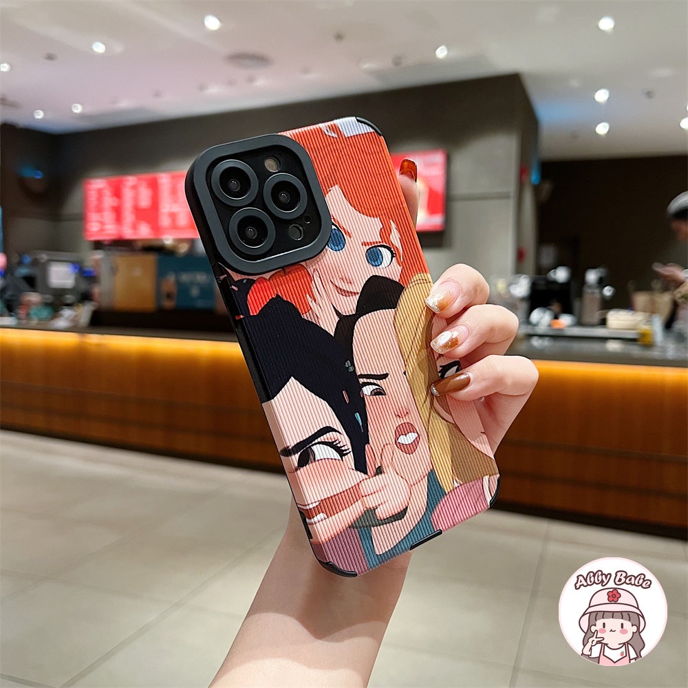 Ốp Điện Thoại Da Giả Viền TPU Dẻo In Hình Công Chúa Vui Nhộn Cho IPhone 14 Pro Max 11 12 11 Pro Max X XS 7Plus