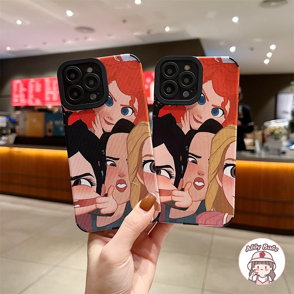 Ốp Điện Thoại Da Giả Viền TPU Dẻo In Hình Công Chúa Vui Nhộn Cho IPhone 14 Pro Max 11 12 11 Pro Max X XS 7Plus