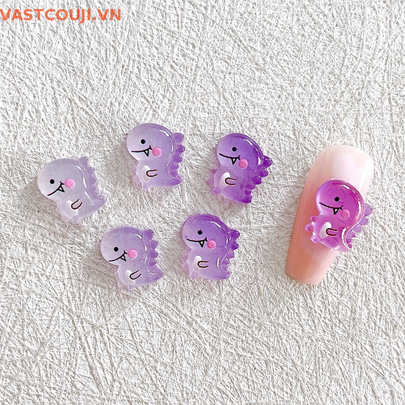 Set 10 Phụ Kiện Trang Trí Móng Tay Hình Khủng Long Phát Quang DIY