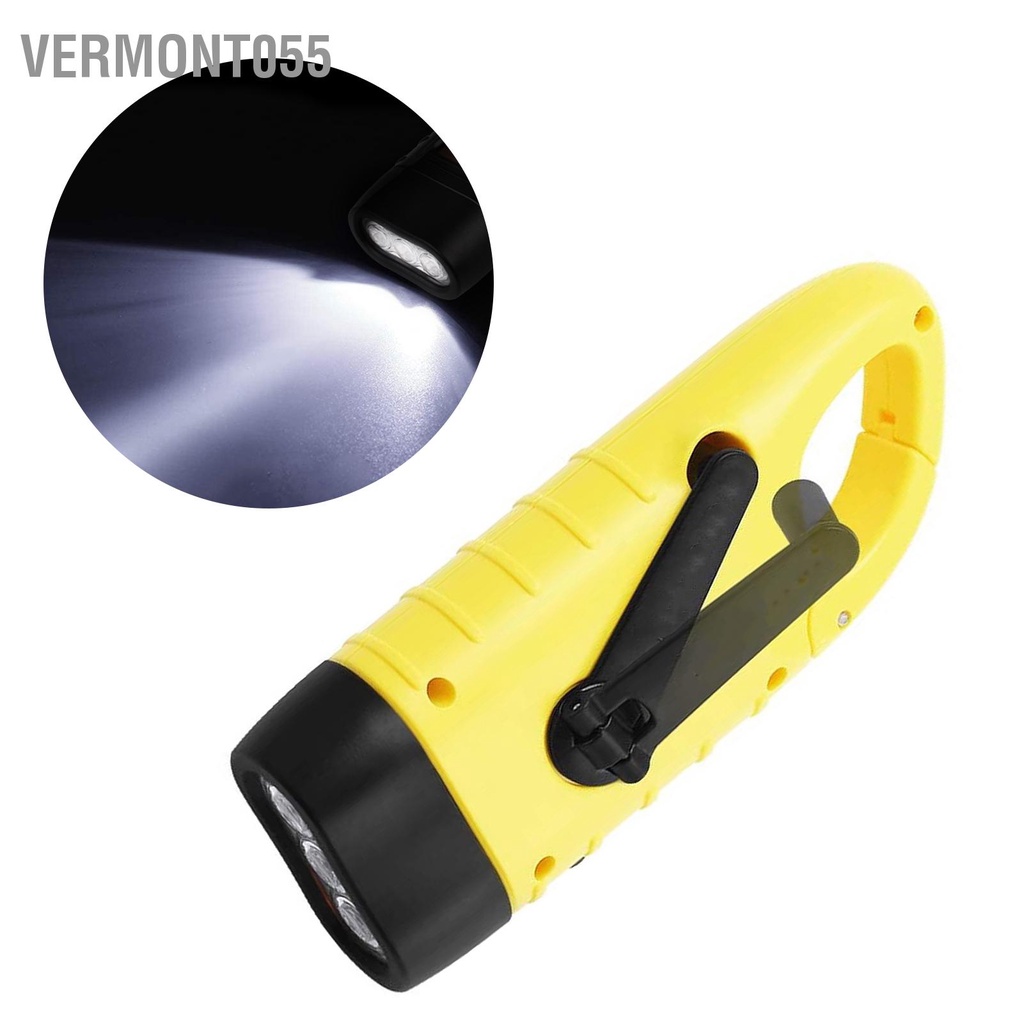 Vermont055 Đèn Pin LED Di Động Đa Năng Sạc Lượng Mặt Trời Bằng Tay Phát Điện Cho Cắm Trại Khẩn Cấp