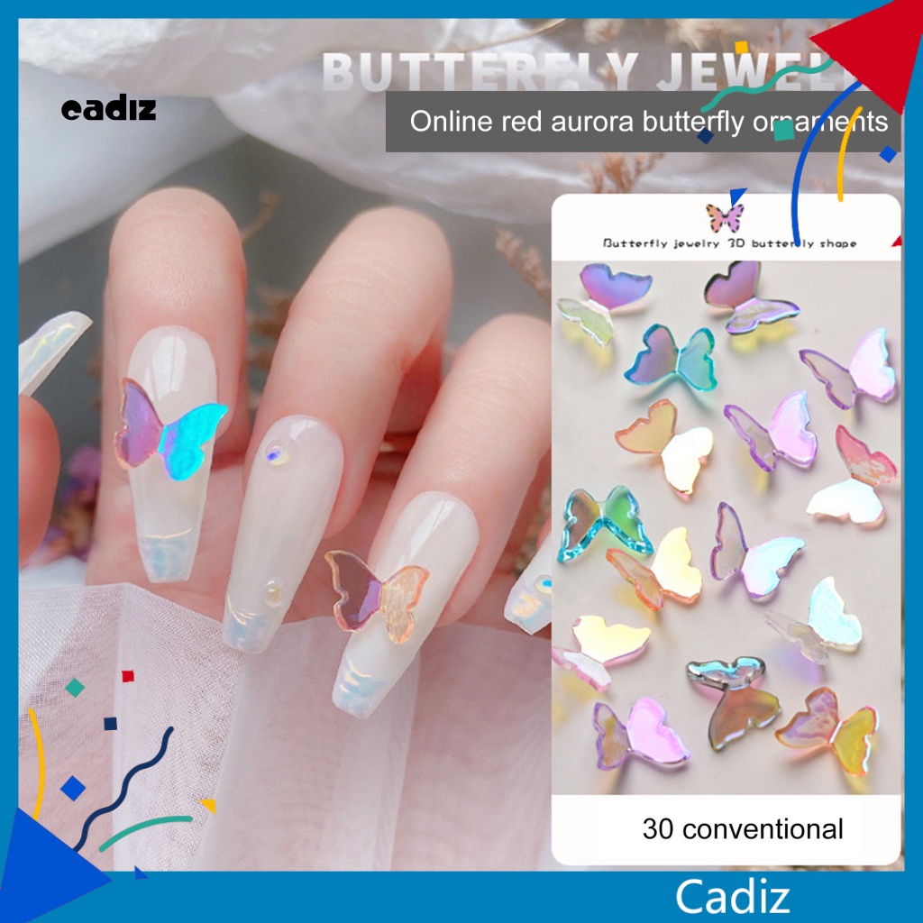 Set 30 Phụ Kiện Trang Trí Móng Tay Hình Bướm 3D Tinh Tế