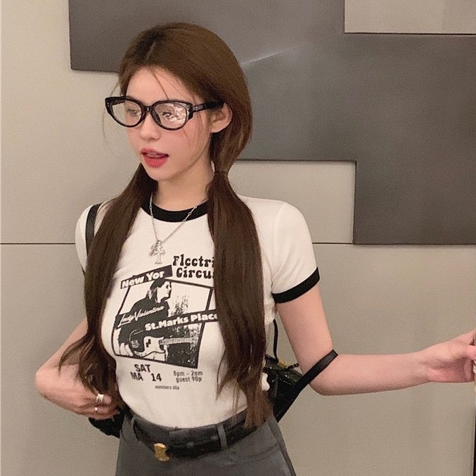 Áo thun COZOK ngắn tay dáng ôm in họa tiết thời trang cổ điển cá tính