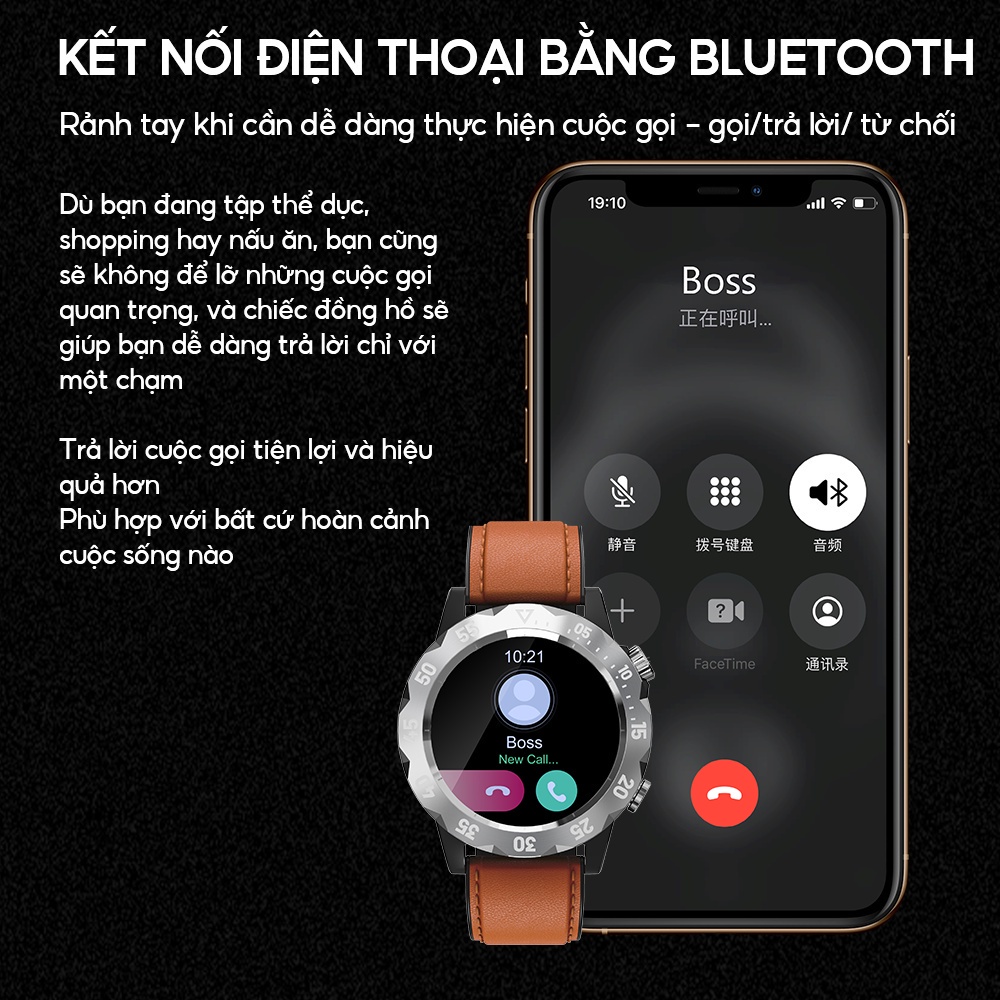 Đồng hồ thông minh KAVVO Oyster Urban - Đàm thoại qua bluetooth 10 ngày pin mặt kính cường lực 2.5mm chống thấm nước