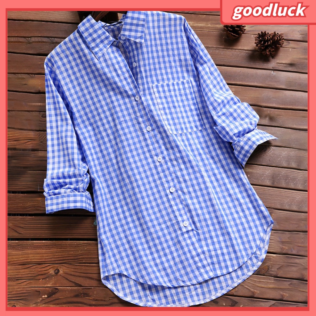 [ULK] Áo Sơ Mi Tay Dài Cổ Bẻ In Họa Tiết Kẻ Sọc Màu Sắc Tương Phản Thời Trang Xuân Hè Cho Nữ