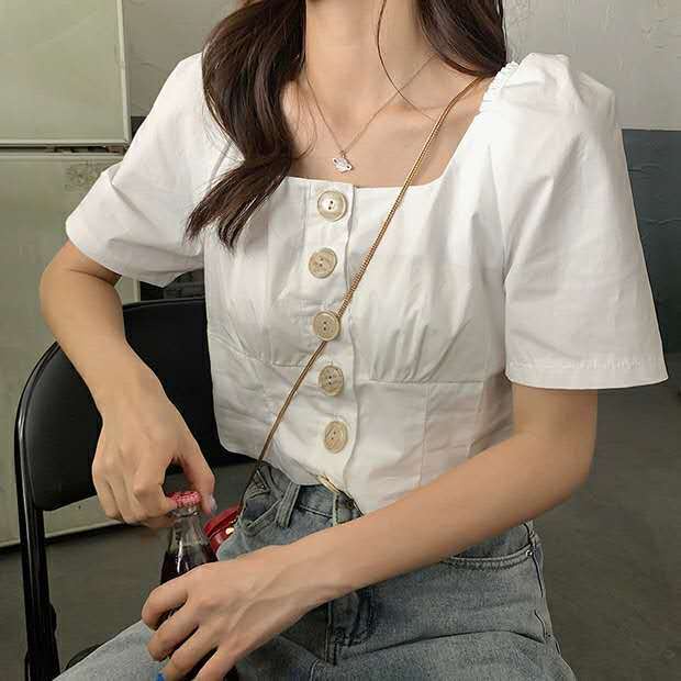Áo Sơ Mi Ngắn Tay Cổ Vuông Thiết Kế Mới Thời Trang Mùa Hè Dành Cho Nữ