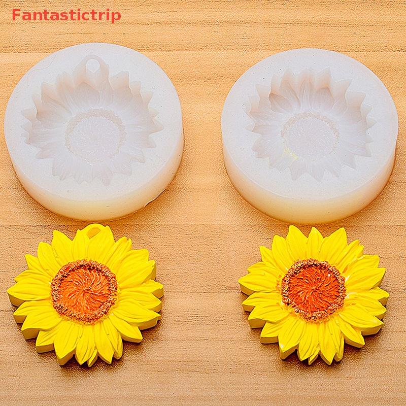 [Fantastictrip] Khuôn Silicon Hình Hoa Hướng Dương 3D DIY Có Lỗ Gắn Gương Chiếu Hậu Ô Tô