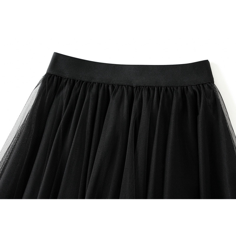 Bộ 5 Chân Váy tutu Chữ A Lưng Cao Co Giãn Phối Lưới Màu Trơn Thời Trang Hàn Quốc Cho Nữ