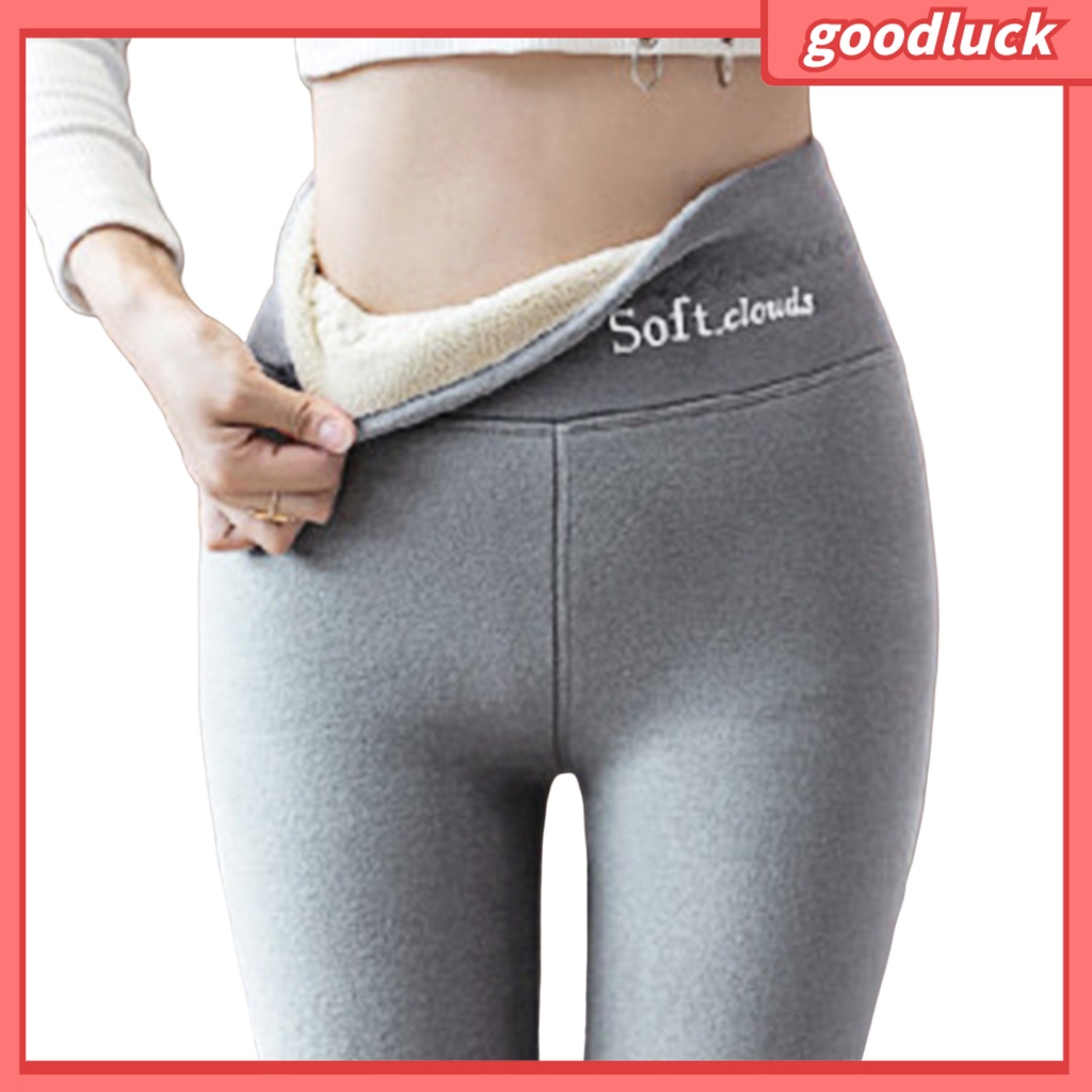 [ULK] Quần Legging Lưng Cao Màu Trơn Lót Lông Cừu Co Giãn Tốt Giữ Ấm Mùa Thu Đông Dành Cho Nữ Mặc Hàng Ngày