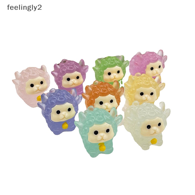 [Hàng Có Sẵn] Set 10 Chú Cừu Nhựa Phát Sáng Trong Bóng Tối Trang Trí