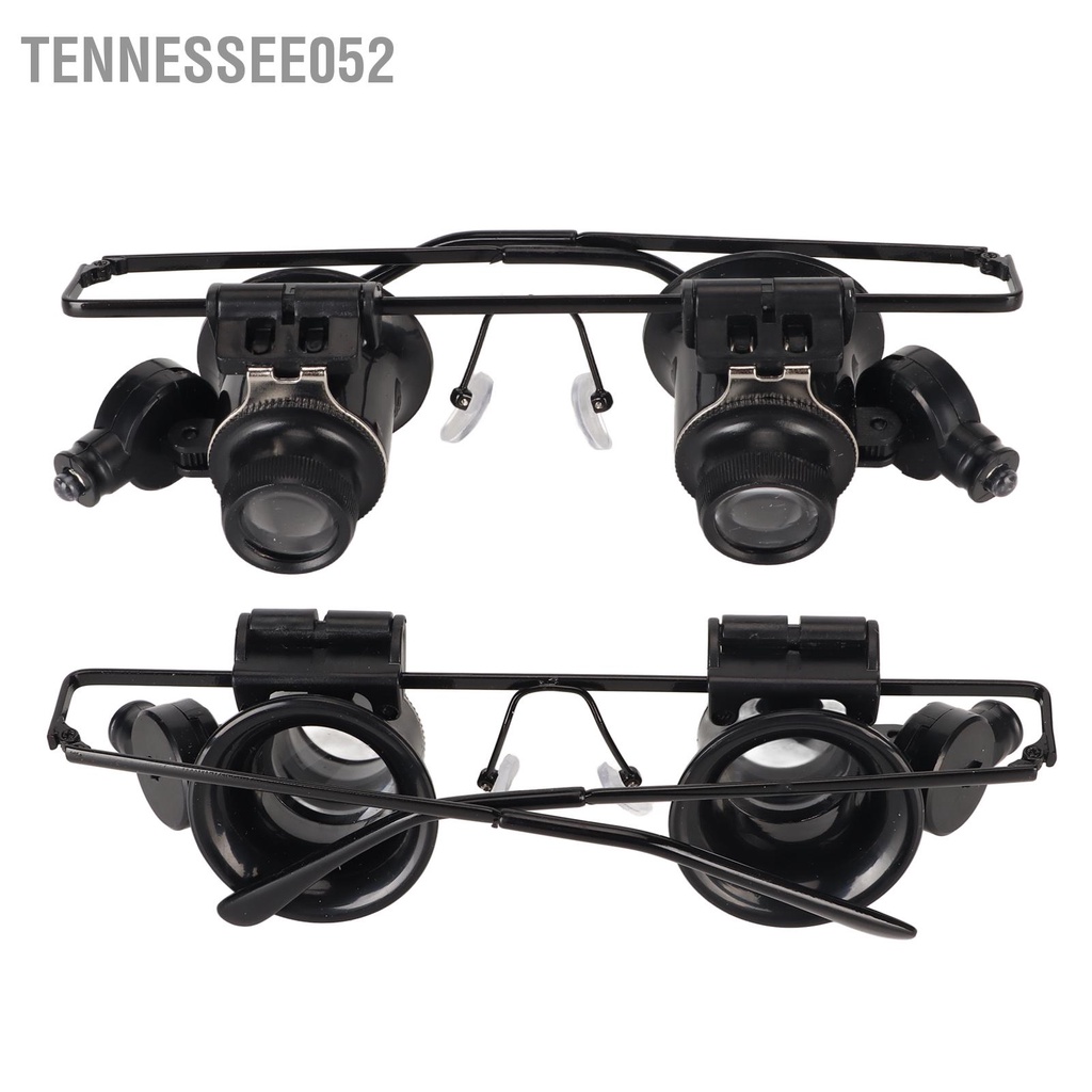 Tennessee052 Kính lúp sửa chữa đồng hồ 20X Đèn LED Công cụ thẩm định thợ kim hoàn hai mắt