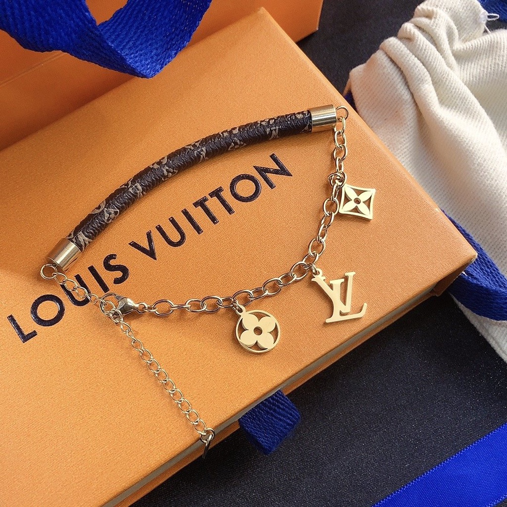 Vòng Đeo Tay louis vuitton Bằng Thép Titan Họa Tiết lv monogram