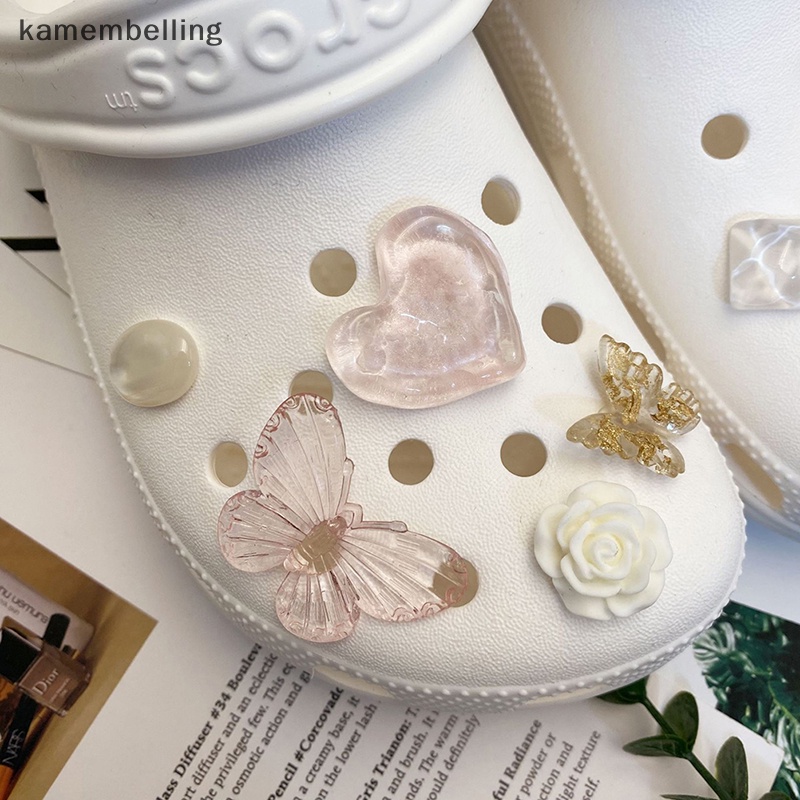 Kamembelling Phụ Kiện Trang Trí Xăng đan DIY Hình Trái Tim Bướm Thời Trang