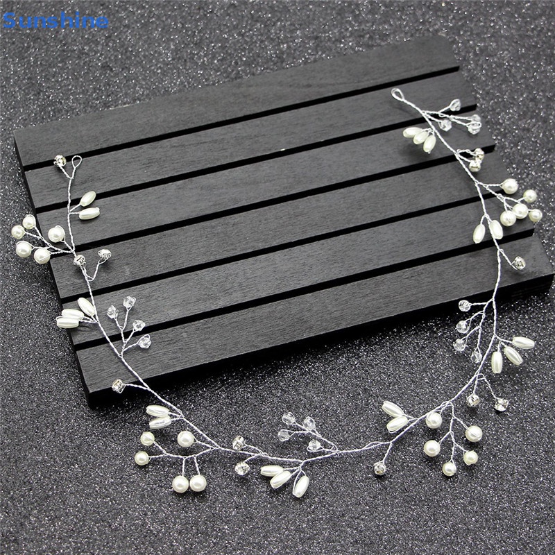 Băng Đô Cài Tóc Đính Ngọc Trai Giả Cho Cô Dâu