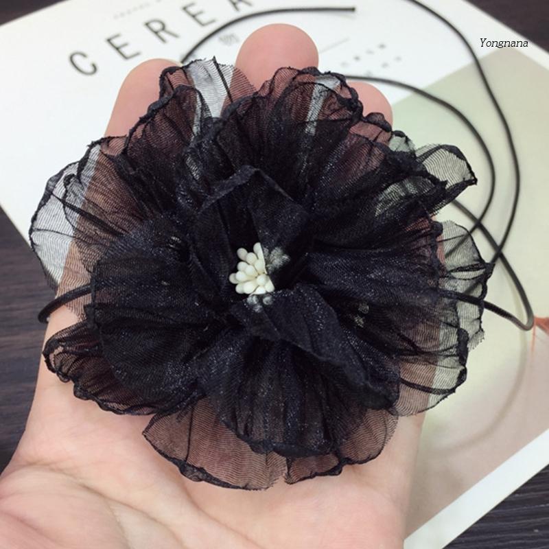 Vòng Cổ Choker Dây Hoa Bản To Màu Đen Thời Trang Cho Nữ