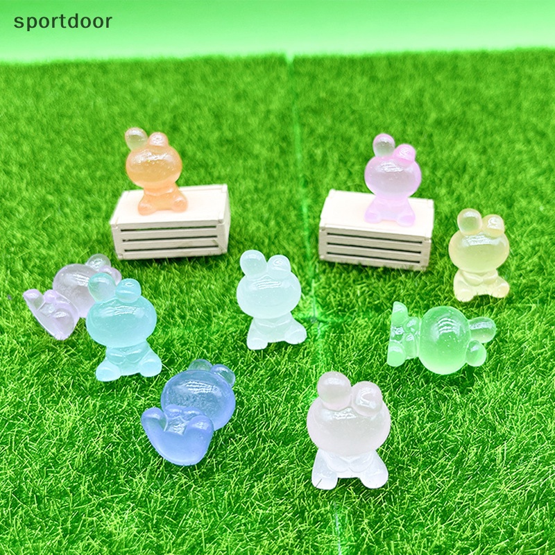 Bộ 5 Tượng Thỏ Hoạt Hình Bằng Nhựa Resin Phát Sáng Trang Trí Xe Hơi DIY