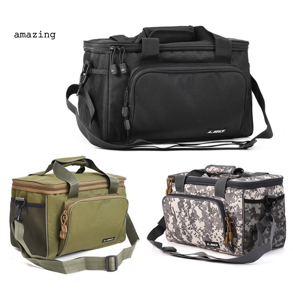 Túi Đựng Mồi Câu Cá Bằng Vải Bạt Cứng 600D Đeo Vai Nhiều Túi Có Khóa Kéo Tùy Chỉnh Sức Chứa Lớn