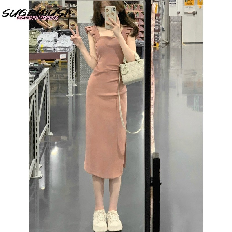 Hàng Mới Về Đầm Dài Ôm Dáng Tay Bay Xẻ Tà Thời Trang Mùa Hè Mới Cho Nữ