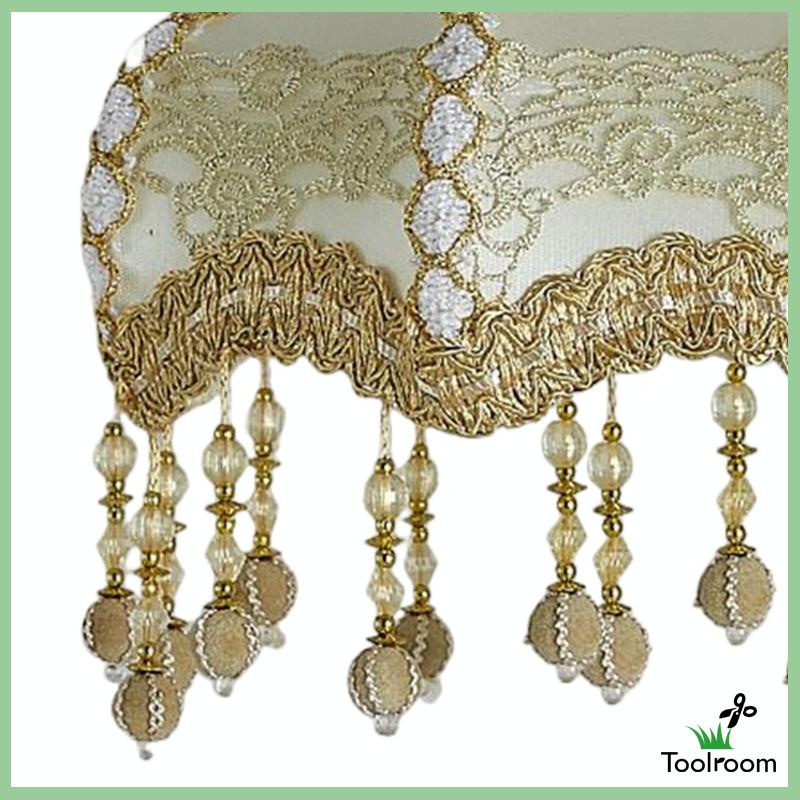 Chụp Đèn E27 [Toolroom] Bằng Vải Viền Tua Rua Phong Cách Cổ Điển Cho Đèn Bàn E27