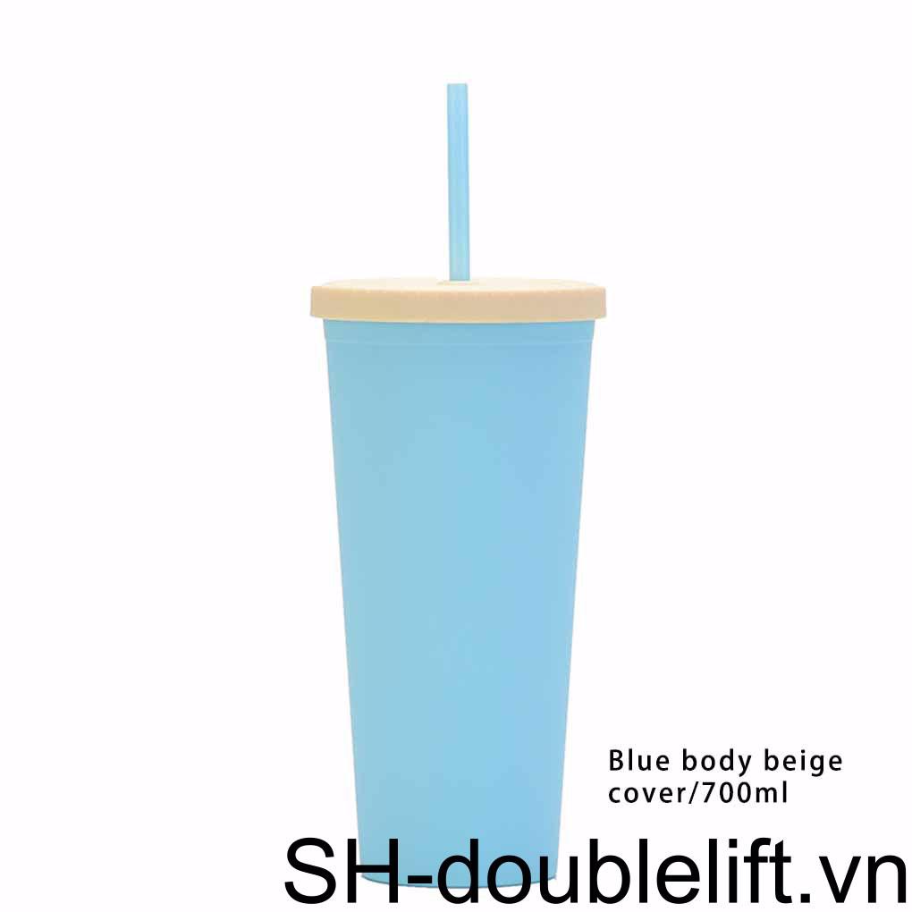 Cốc Nước Hai Lớp Bằng Nhựa Màu Kẹo Thời Trang Mùa Hè