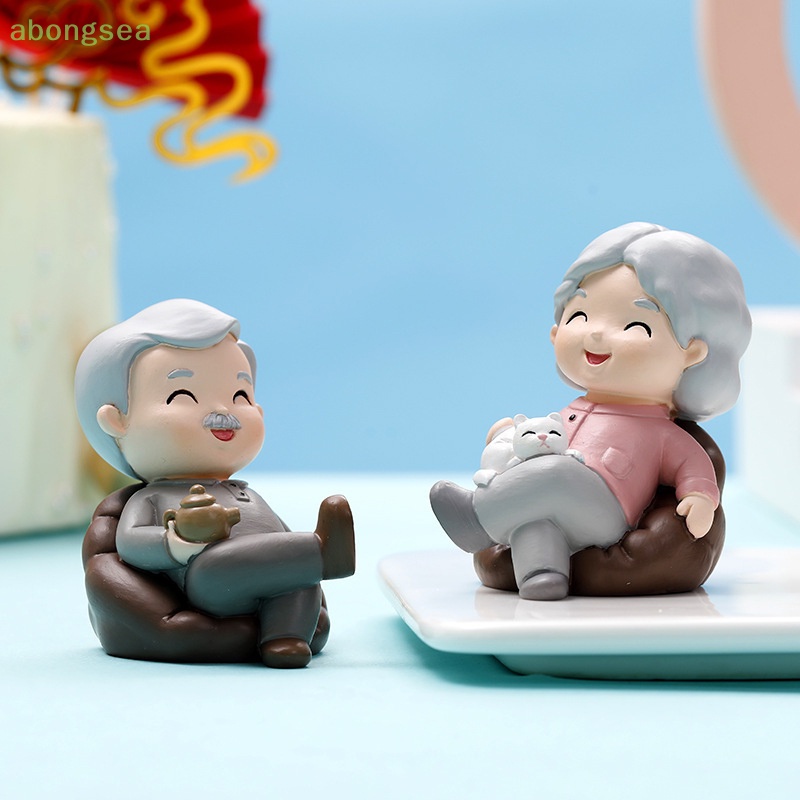 Đồ trang trí Ông Bà Trang Trí Bánh Kem Bằng Nhựa Resin