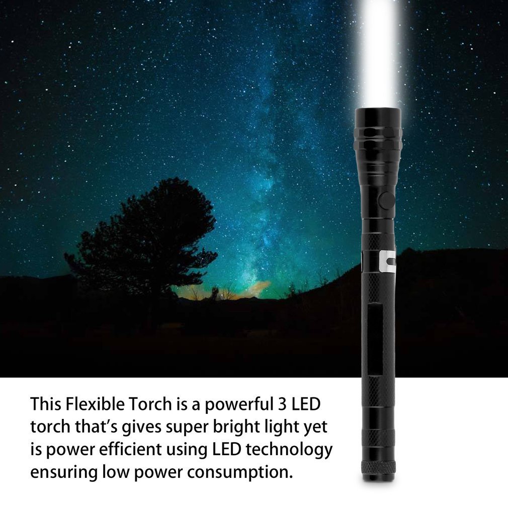 360° Flexibleized Head Hard Wearing Aluminum Case Telescopic Flexible 3 Led Flashlight Pick Up Tool Lamp Light [Q/3]