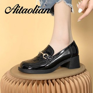 Giày Lười Da Bóng 5cm Phong Cách Anh Quốc Thời Trang Cho Nữ