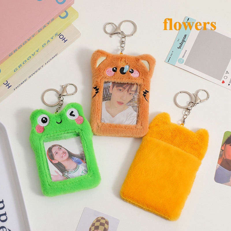 Vỏ Bọc Thẻ ID / Thẻ ID Hình Gấu / Thỏ Nhồi Bông Dễ Thương Phong Cách Hàn Quốc Kèm Móc Khóa Tiện Dụng