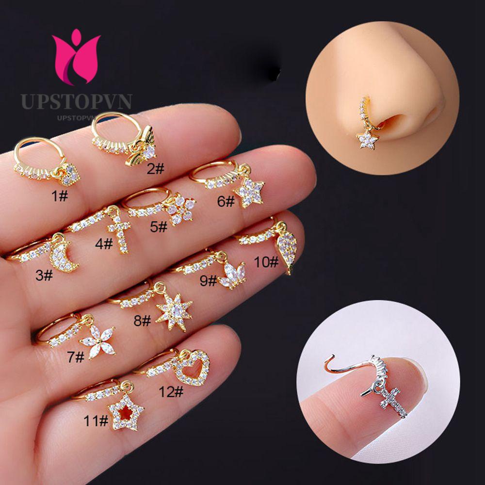 Nhẫn Gắn Mũi Với Mặt Dây Chuyền Sáng Tạo|Khuyên Cơ Thể Thiết Kế Mới Mạ Bạc