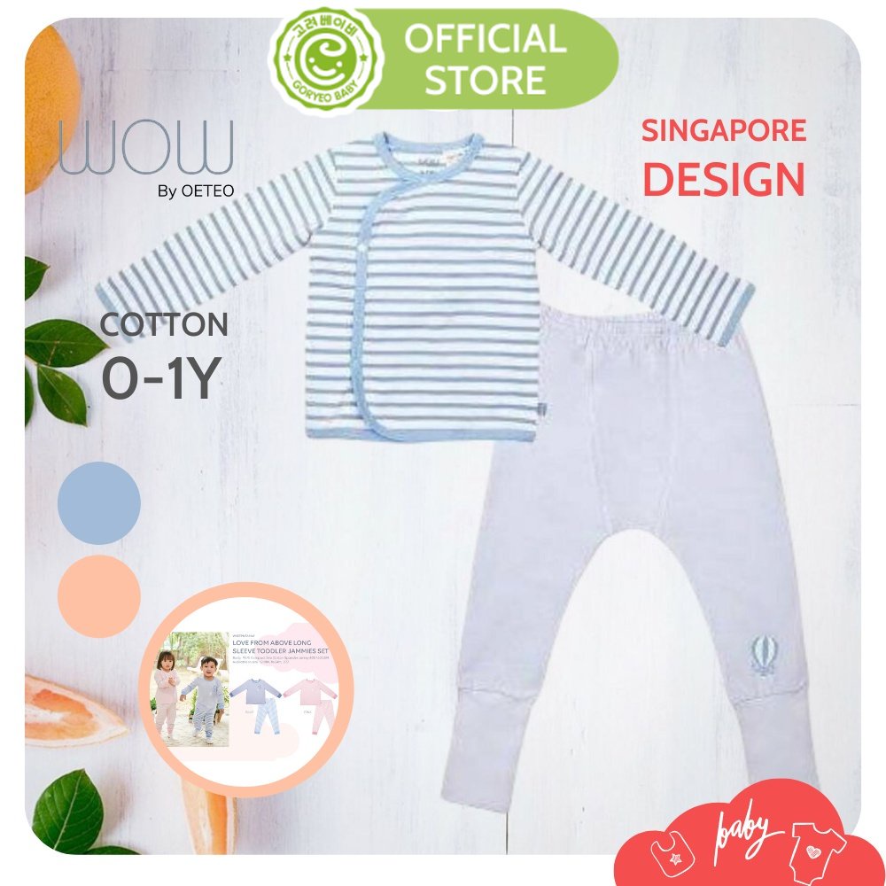 Bộ Thun Dài Tay Cài Lệch Wow By Oeteo Cho Bé Trai, Bé Gái Từ 0 Đến 1 Tuổi Vải Cotton Mềm Mại