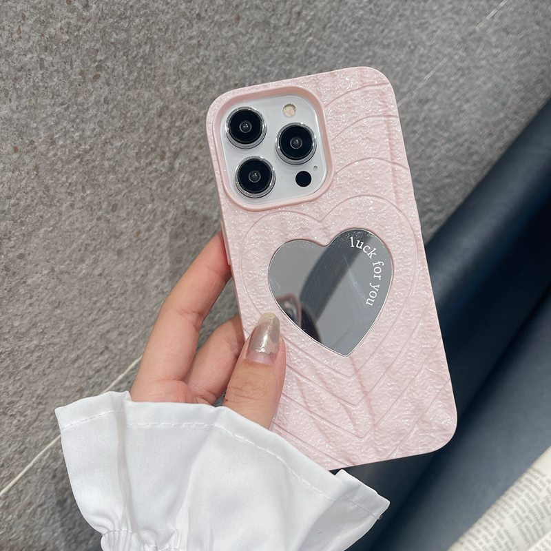 Ốp Điện Thoại Silicon Mặt Gương Hình Trái Tim Cho iPhone XR XS Max 11 12 13 14 Pro Max Shin Case