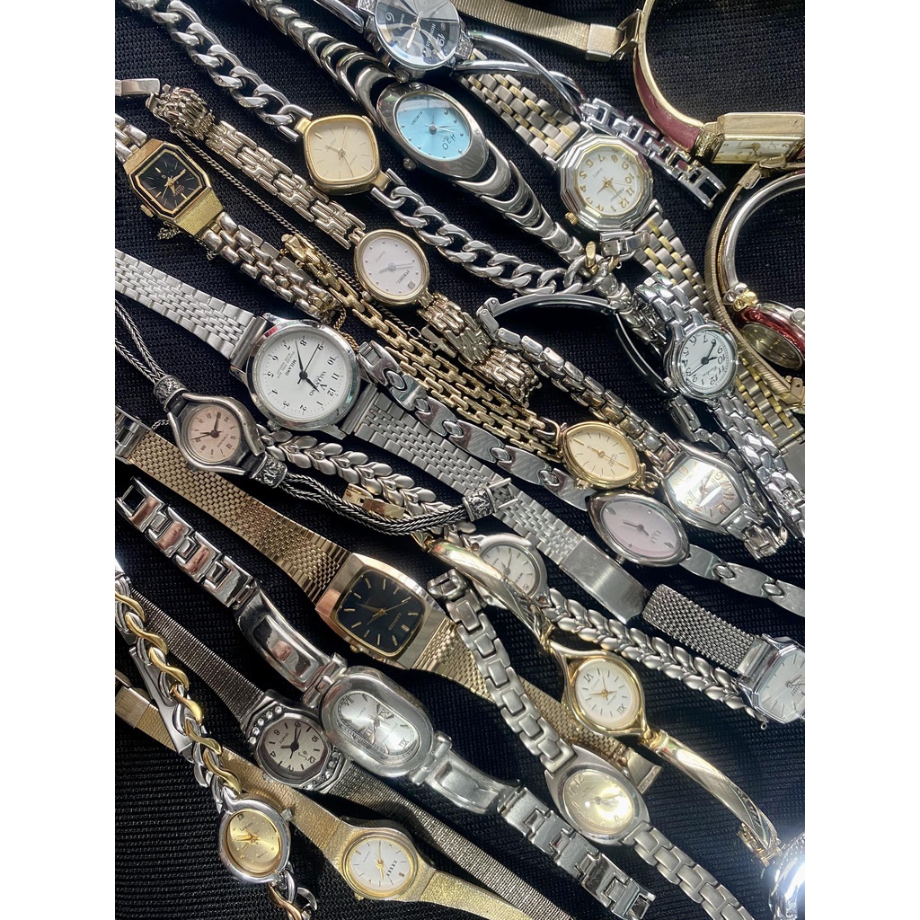 Đồng hồ nữ size nhỏ dạng còng, lụa, dây kim loại siêu xinh hàng 2hand, vintage bãi Nhật