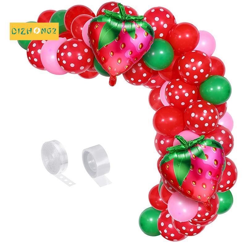 Bộ Bong Bóng Lá Nhôm Mylar Hình Trái Dâu Trang Trí Tiệc Cưới / Sinh Nhật